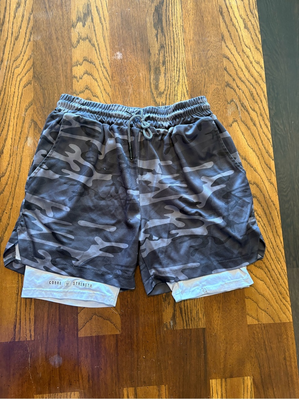 Cobra Strength Black & Grey Camo Athletic Shorts